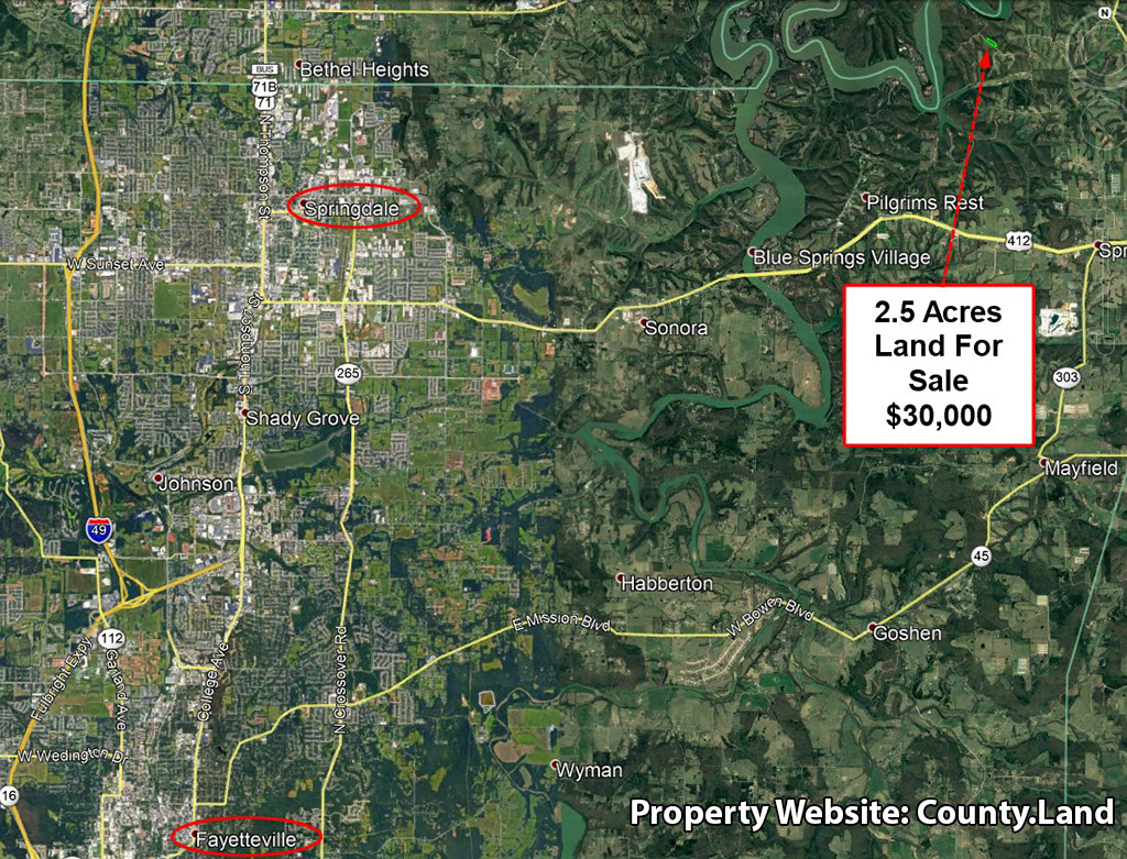 Land For Sale 2.5 Acres near Beaver Lake in Washington County Arkansas